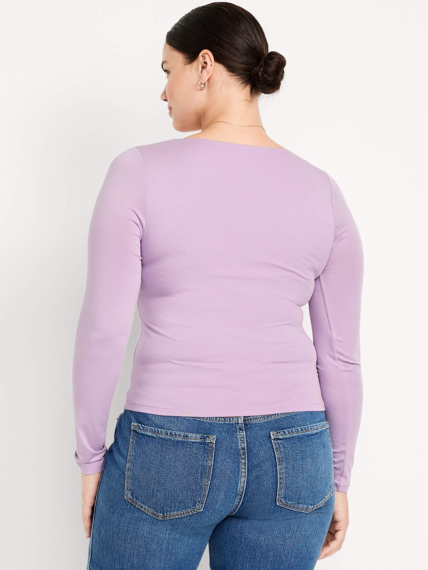 Fitted Double-Layer Scoop-Neck Top | Old Navy