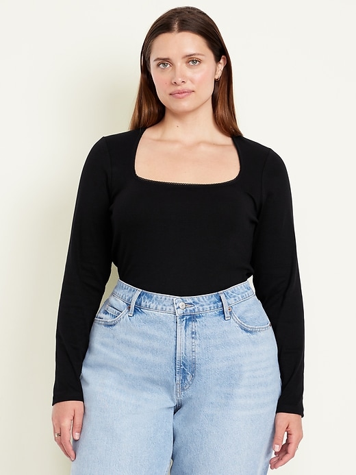 Image number 7 showing, Long-Sleeve Square-Neck Top