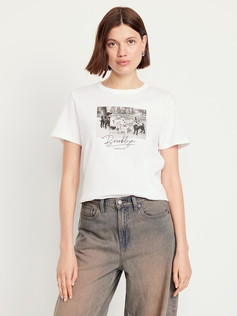 EveryWear Crew-Neck Graphic T-Shirt - White Lilies
