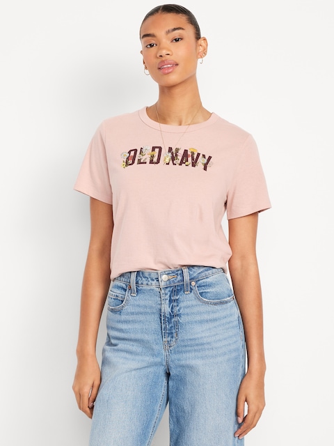 EveryWear Crew-Neck Logo-Graphic T-Shirt - Falling Petal