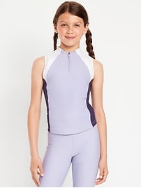Image number 1 showing, PowerSoft Fitted Sleeveless Zip Top for Girls