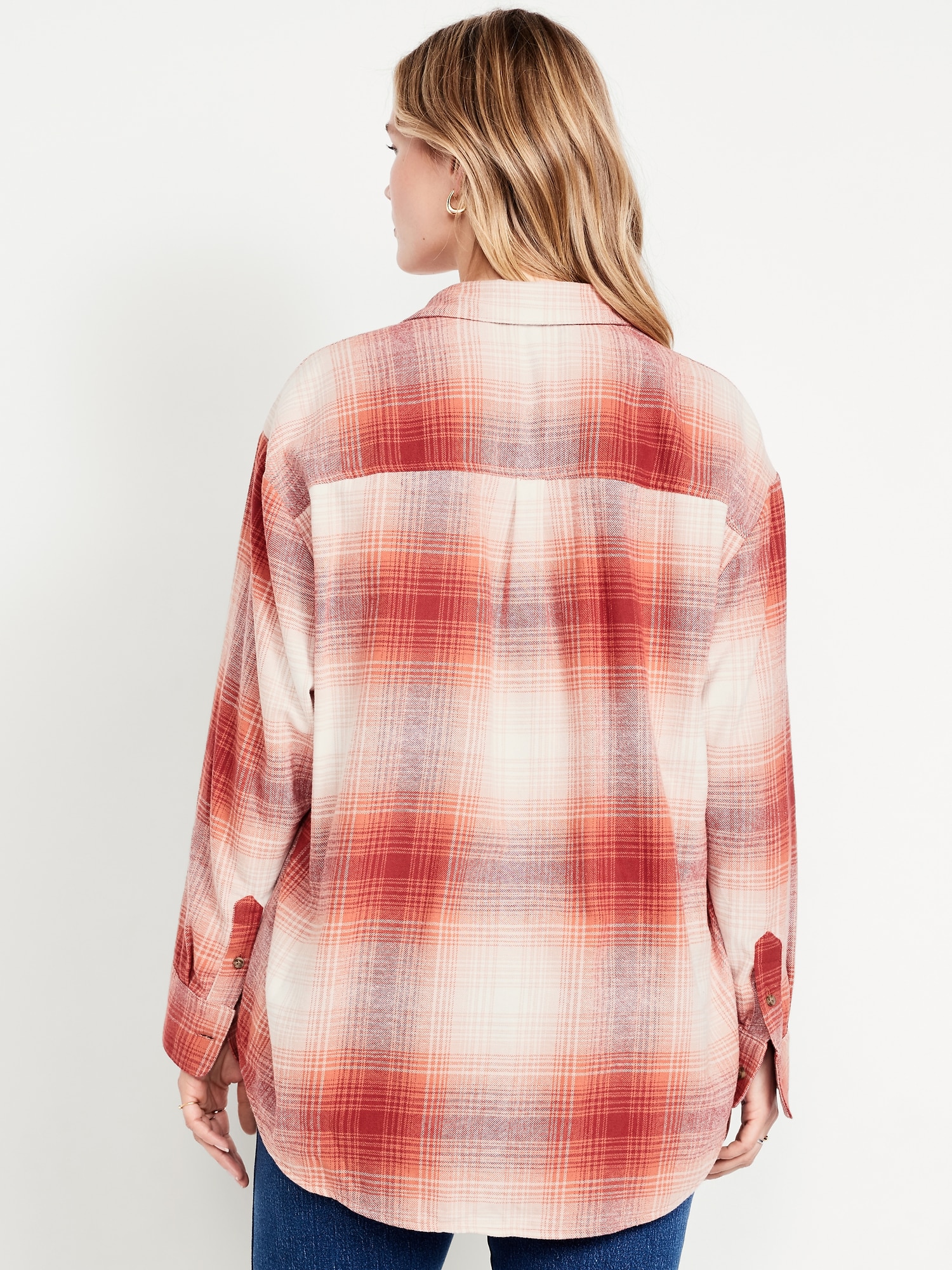 Plaid Flannel Button-Down Boyfriend Shirt