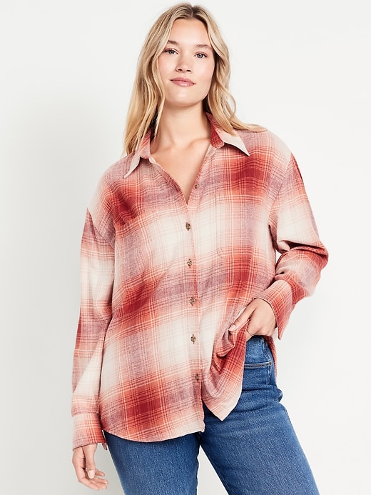 Image number 5 showing, Plaid Flannel Button-Down Boyfriend Shirt