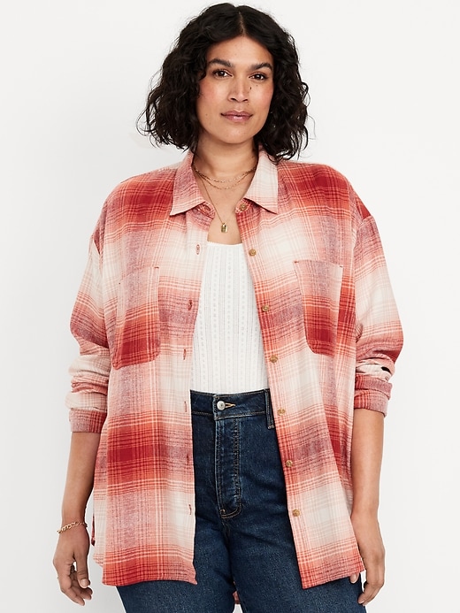 Image number 7 showing, Plaid Flannel Button-Down Boyfriend Shirt