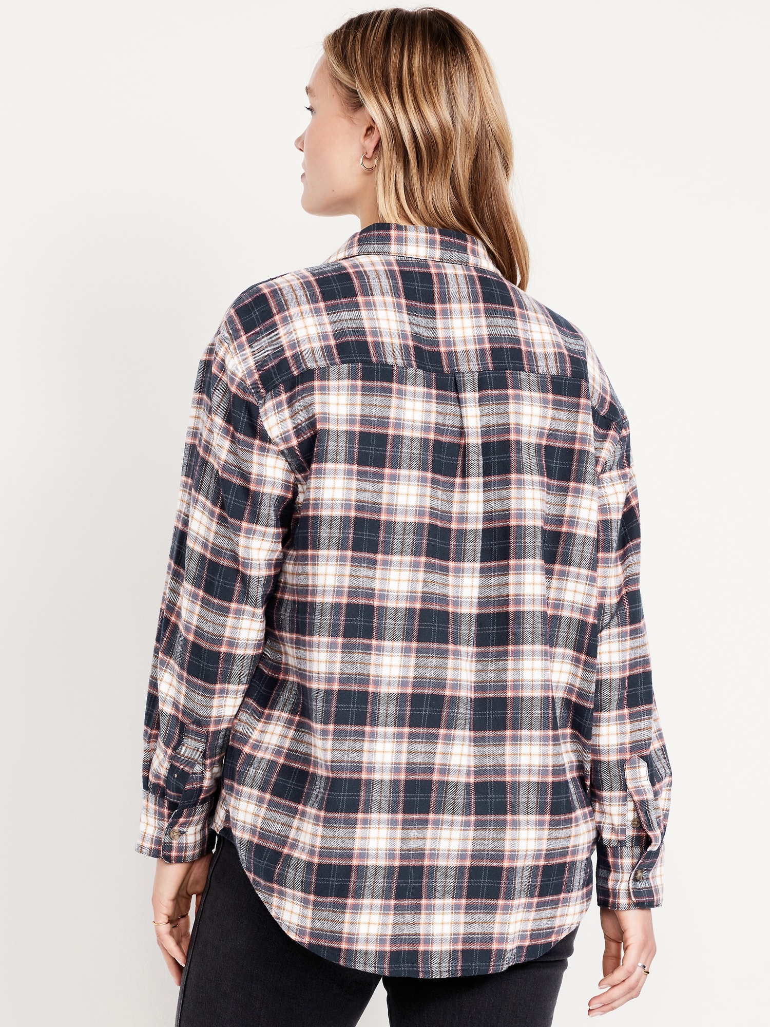 Plaid Flannel Button-Down Boyfriend Shirt