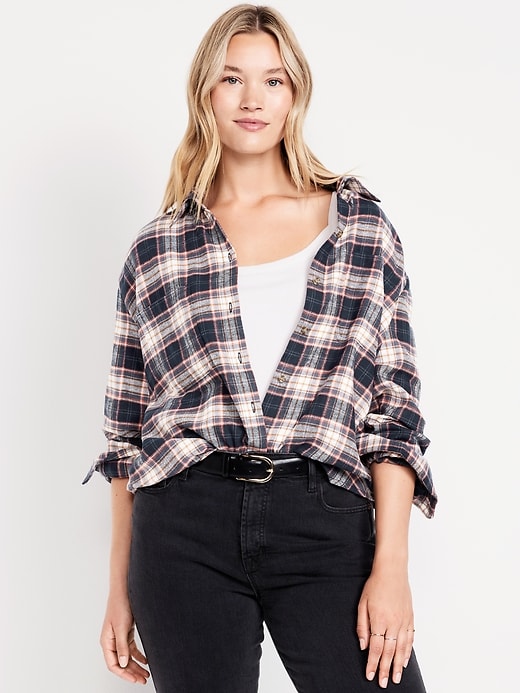 Image number 5 showing, Plaid Flannel Button-Down Boyfriend Shirt