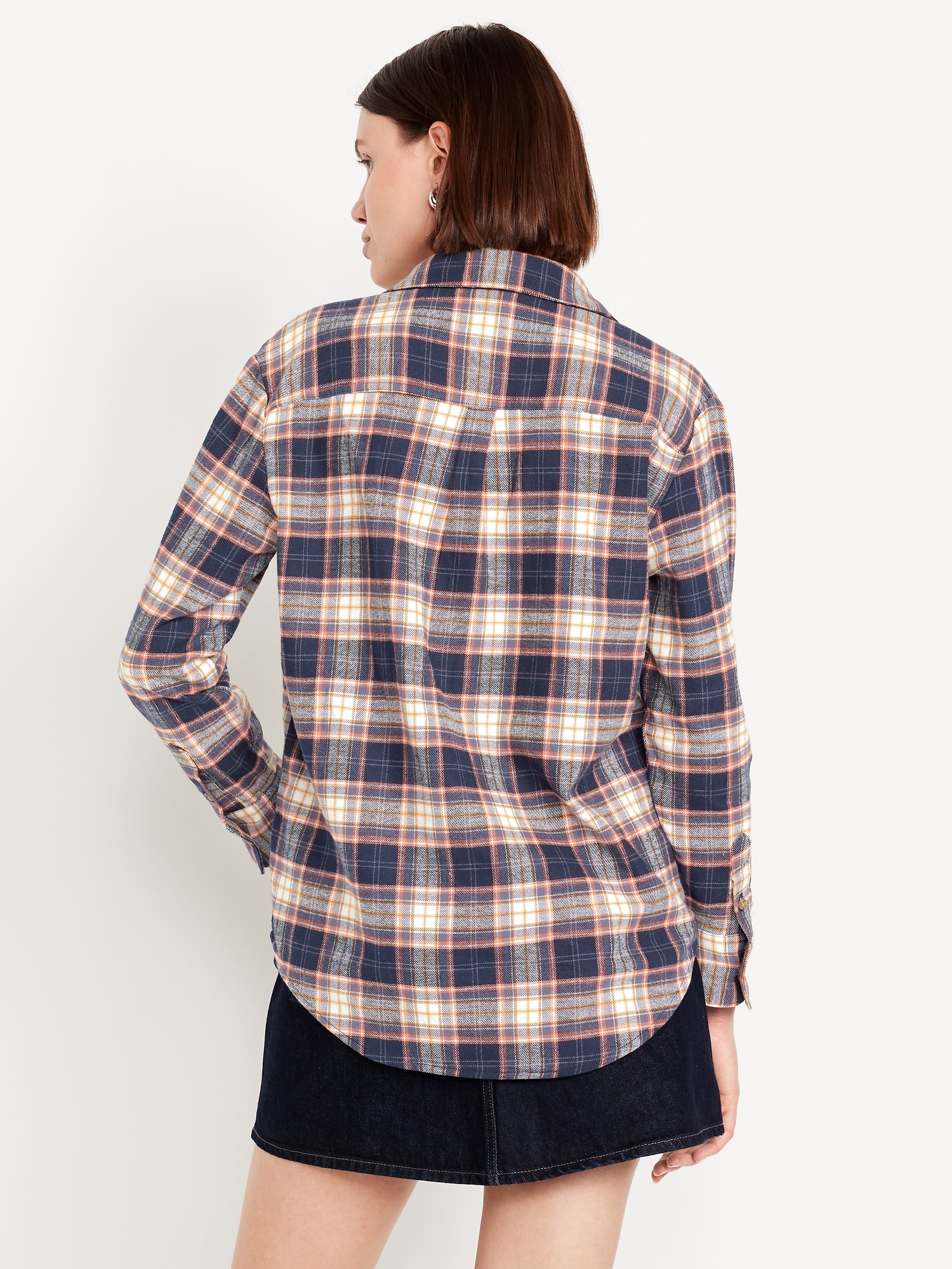 Plaid Flannel Button-Down Boyfriend Shirt