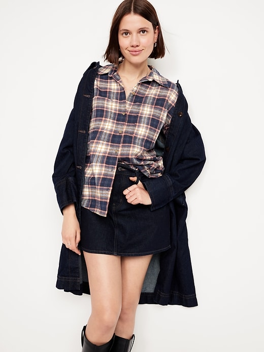 Image number 3 showing, Plaid Flannel Button-Down Boyfriend Shirt