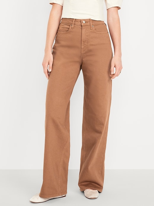 Extra High-Waisted Cuffed Wide-Leg Jeans