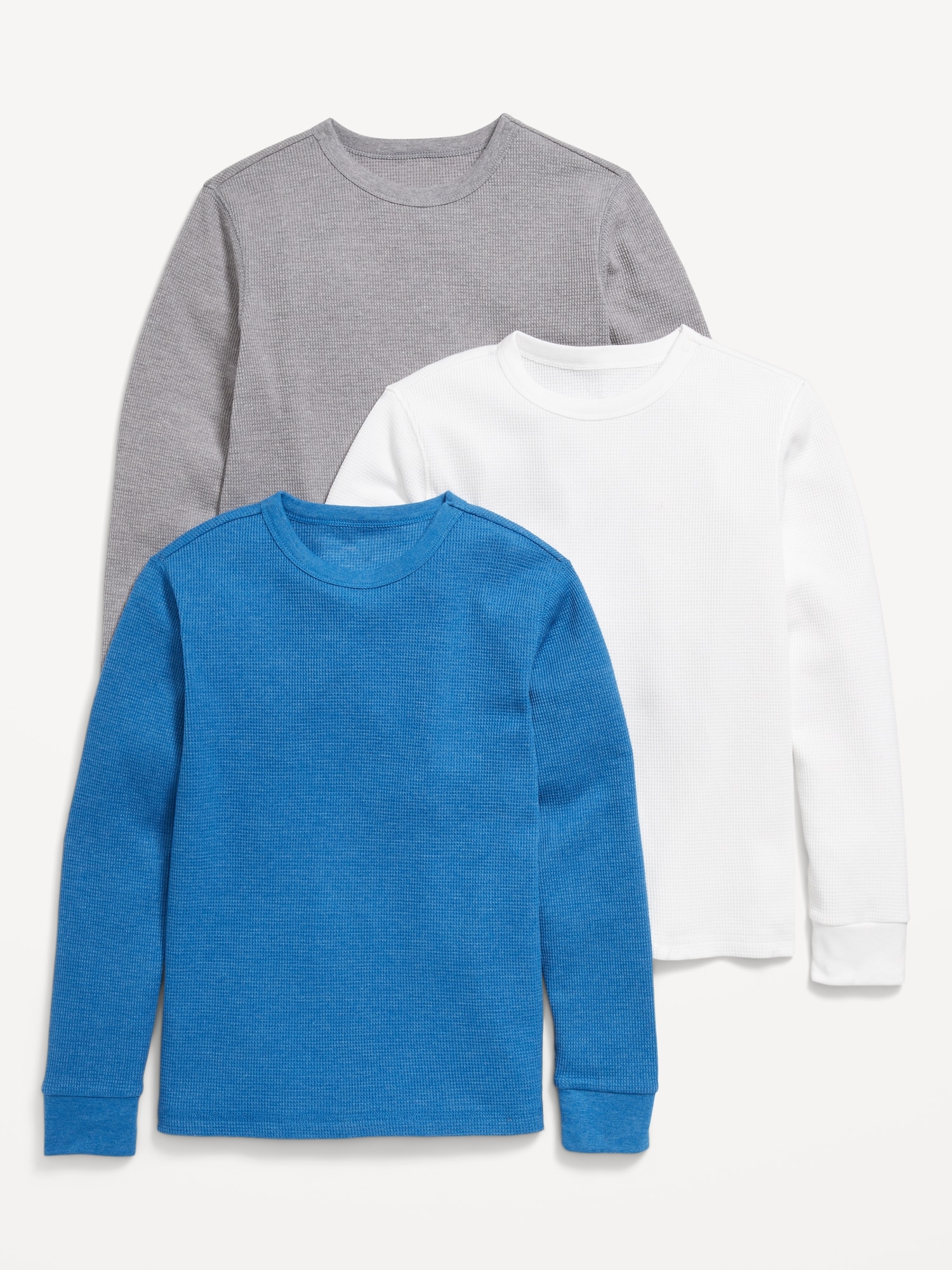 Long-Sleeve Thermal-Knit T-Shirt 3-Pack for Boys