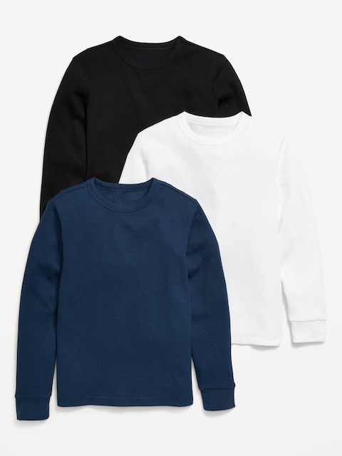Long-Sleeve Thermal-Knit T-Shirt 3-Pack for Boys