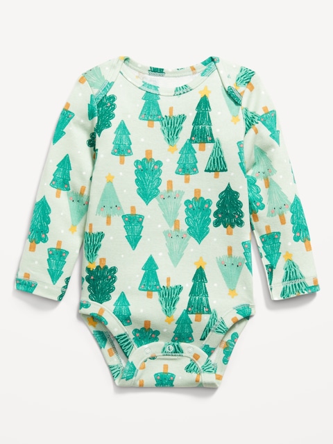 Printed Long-Sleeve Bodysuit for Baby - Christmas Tree
