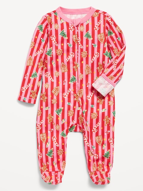 2-Way-Zip Sleep & Play Footed One-Piece for Baby - Holiday Stripes (Match The Fam!)