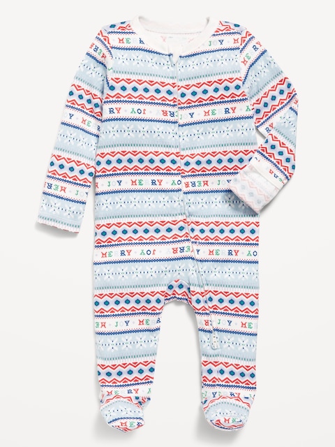 2-Way-Zip Sleep & Play Footed One-Piece for Baby - Festive Fairisle (Match The Fam!)