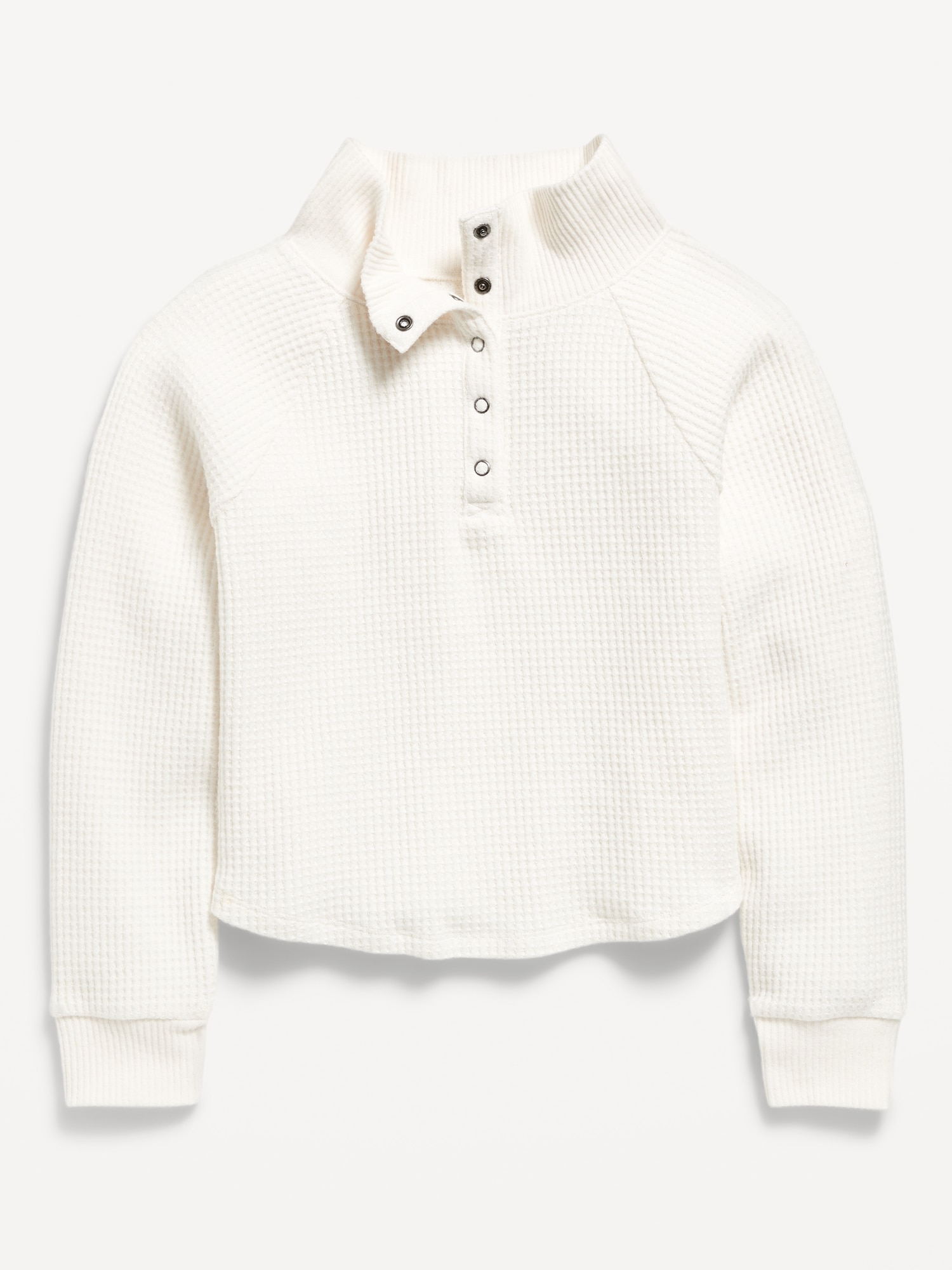 CozePlush Waffle-Knit Henley Top for Girls