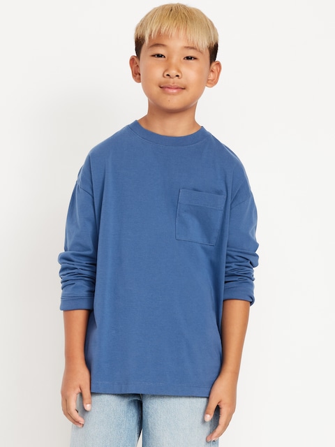 Oversized Long-Sleeve Pocket T-Shirt for Boys - Rhapsody In Blue