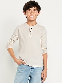 Image number 1 showing, Softest Long-Sleeve Henley T-Shirt for Boys