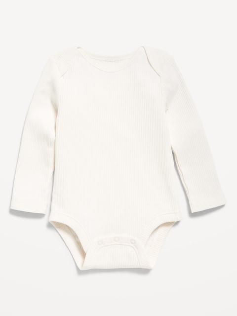 Unisex Long-Sleeve Ribbed Bodysuit for Baby - Creme De La Creme