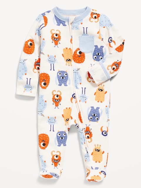 2-Way-Zip Sleep & Play Pocket Footed One-Piece for Baby - Monster