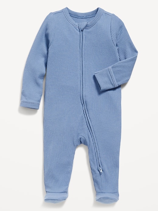 Image number 1 showing, 2-Way-Zip Sleep & Play Ribbed Footed One-Piece for Baby