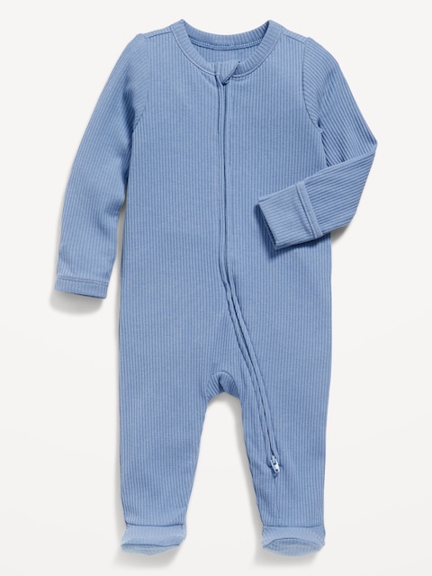 2-Way-Zip Sleep & Play Ribbed Footed One-Piece for Baby - Mount Shasta