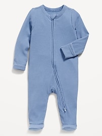 Image number 1 showing, 2-Way-Zip Sleep & Play Ribbed Footed One-Piece for Baby