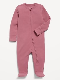 Image number 1 showing, 2-Way-Zip Sleep & Play Ribbed Footed One-Piece for Baby