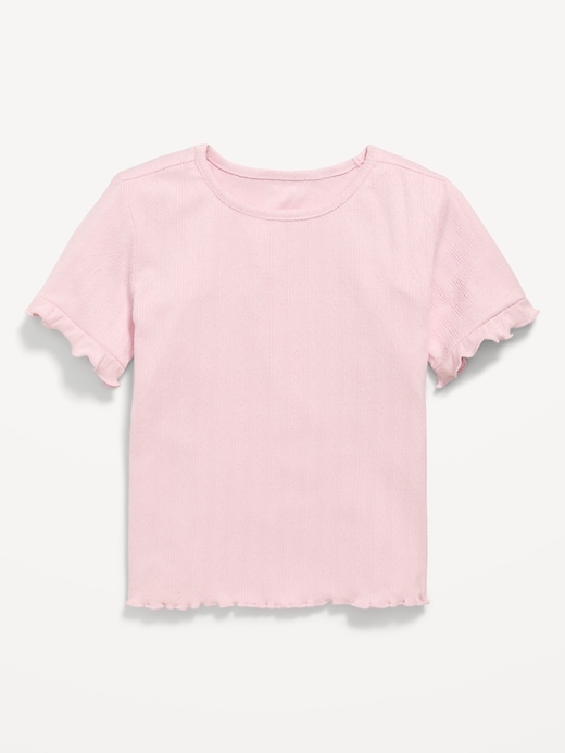 Image number 1 showing, Short-Sleeve Pointelle-Knit Top for Toddler Girls