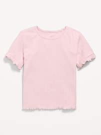 Image number 1 showing, Short-Sleeve Pointelle-Knit Top for Toddler Girls