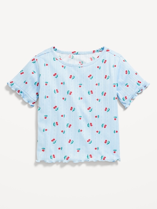 Image number 1 showing, Printed Short-Sleeve Pointelle-Knit Top for Toddler Girls