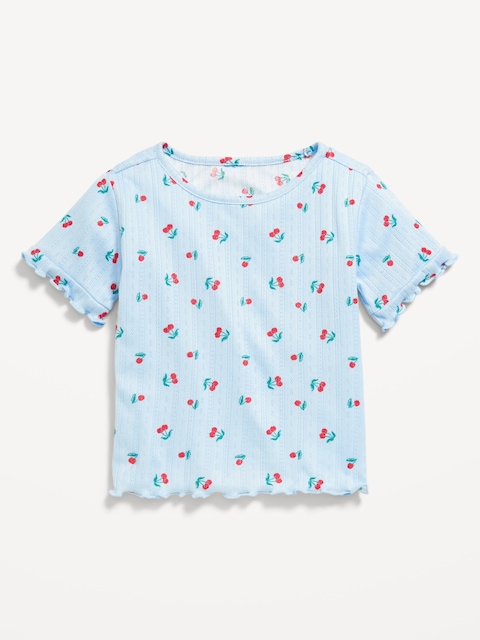 Printed Short-Sleeve Pointelle-Knit Top for Toddler Girls - Cherries