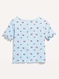 Image number 2 showing, Printed Short-Sleeve Pointelle-Knit Top for Toddler Girls