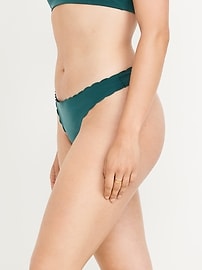 Image number 6 showing, Low-Rise No-Show Scalloped Thong Underwear