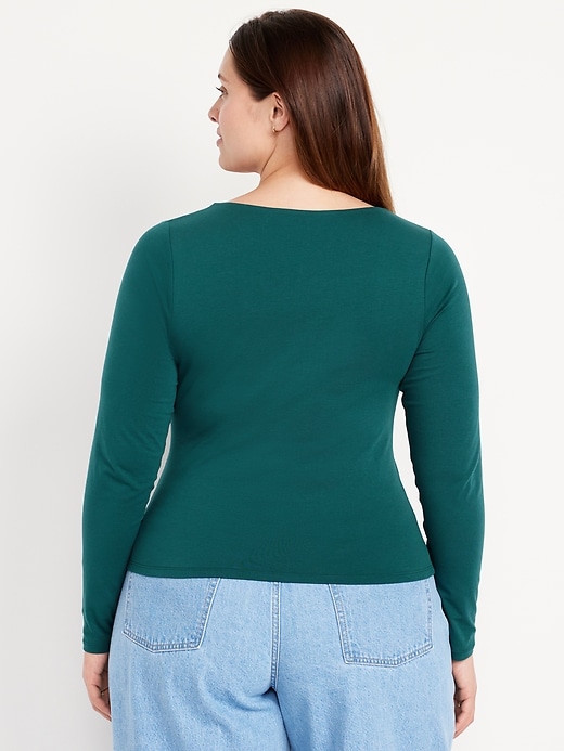 Image number 7 showing, Fitted Double-Layer Scoop-Neck Top