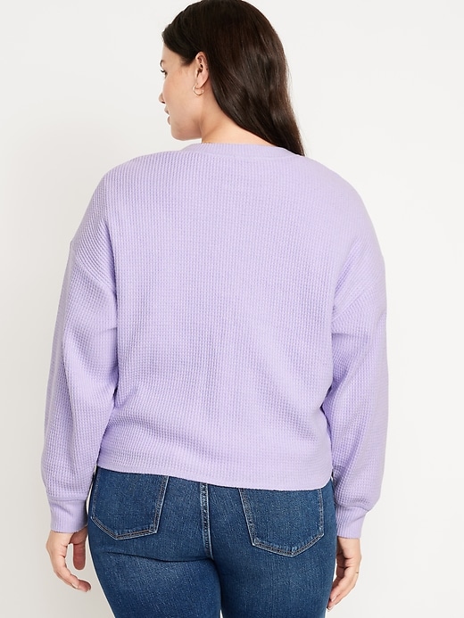Image number 5 showing, Oversized Cozy Waffle Henley Top