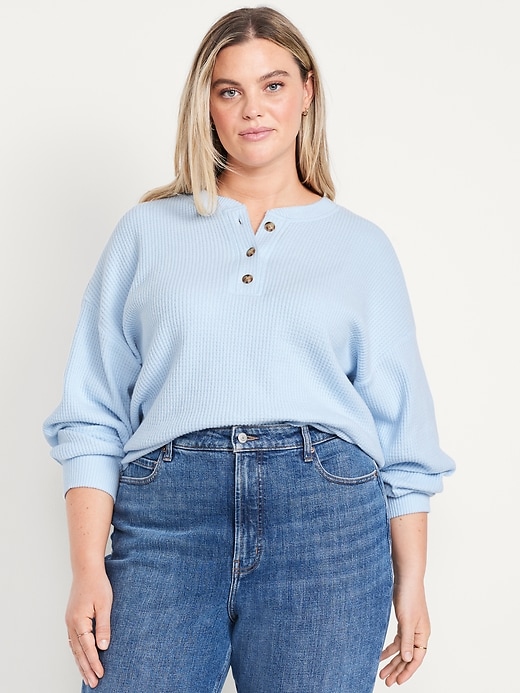 Image number 6 showing, Oversized Cozy Waffle Henley Top