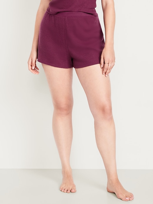 Image number 5 showing, High-Waisted Cozy Waffle Pajama Shorts