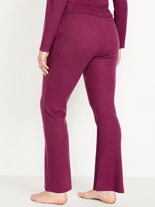Image number 6 showing, High-Waisted Cozy Waffle Flare Pants