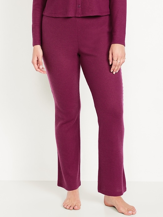 Image number 5 showing, High-Waisted Cozy Waffle Flare Pants