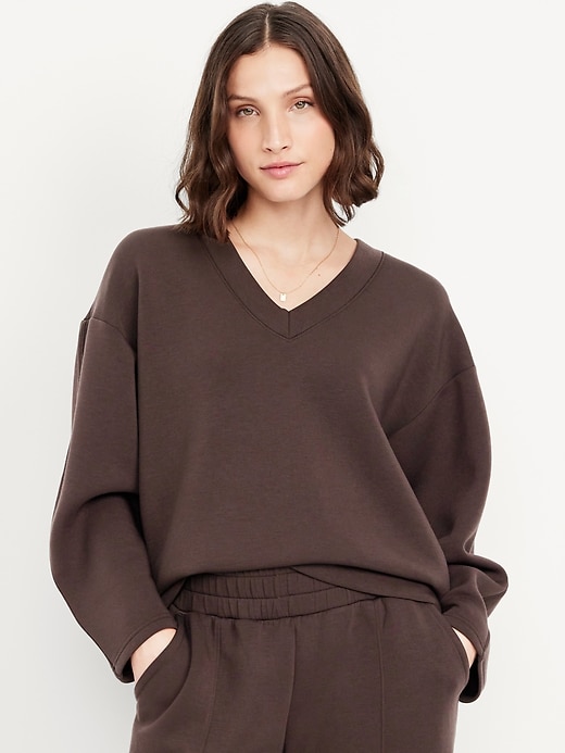 Image number 1 showing, Bounce Fleece V-Neck Cocoon Sweatshirt