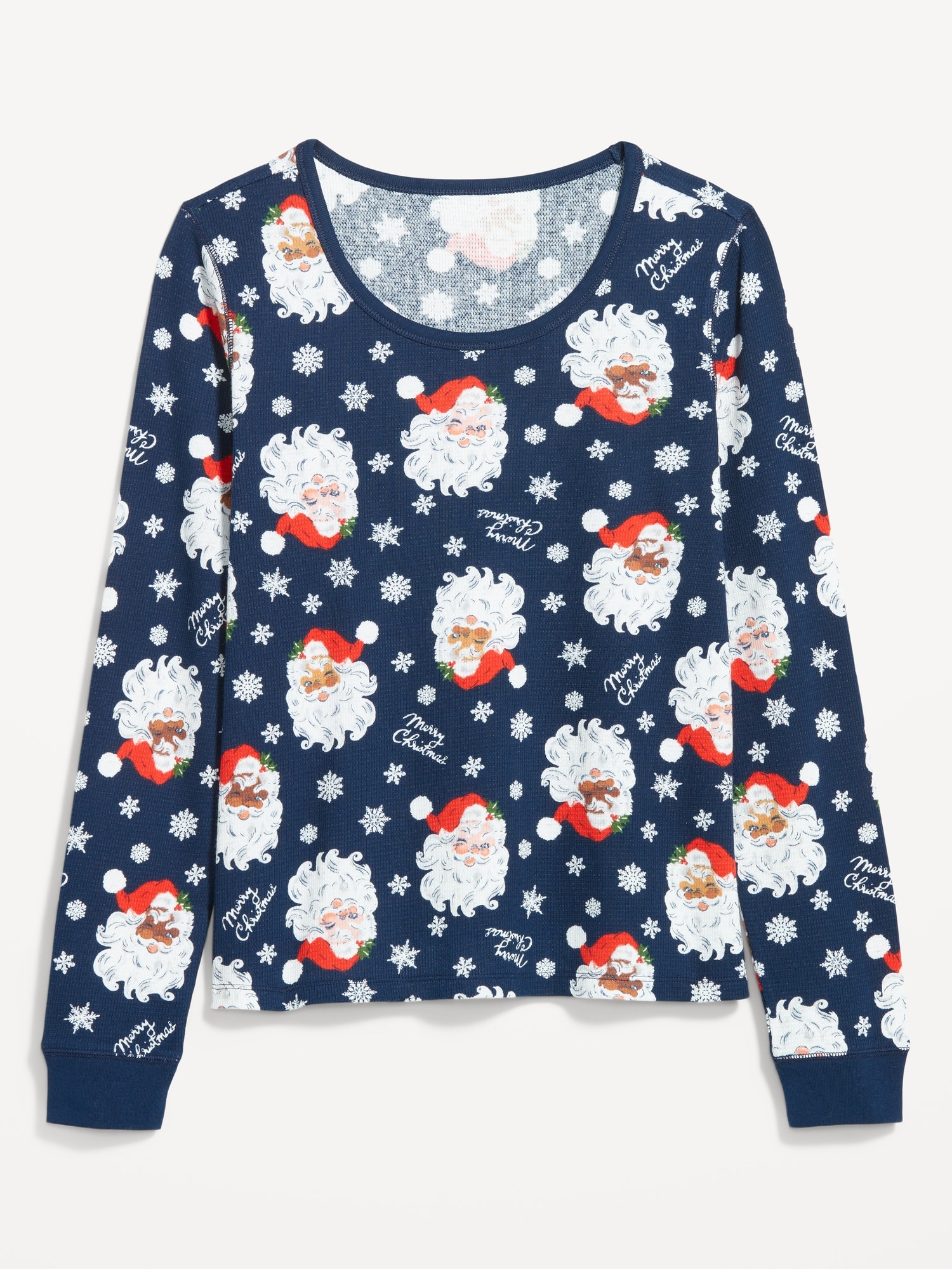 Scoop-Neck Waffle Pajama Top for Women