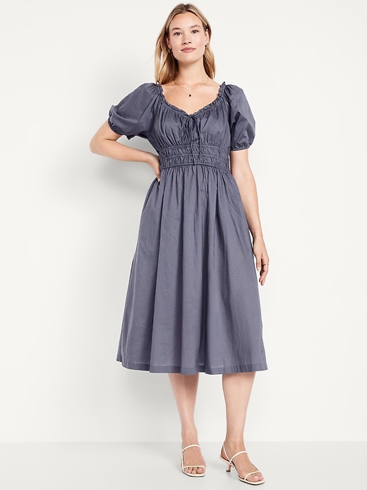 Image number 3 showing, Fit & Flare Puff-Sleeve Midi Dress