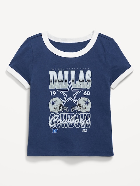 Dallas Cowboys Fitted Graphic Ringer T-Shirt for Girls