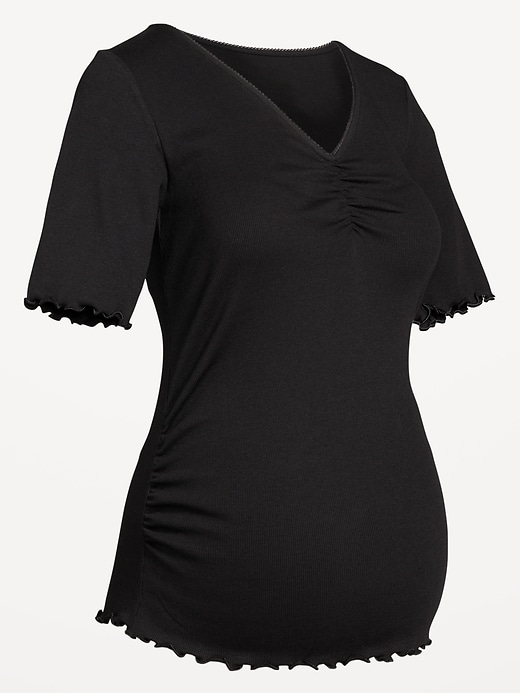 Image number 1 showing, Maternity V-Neck Elbow-Sleeve Top