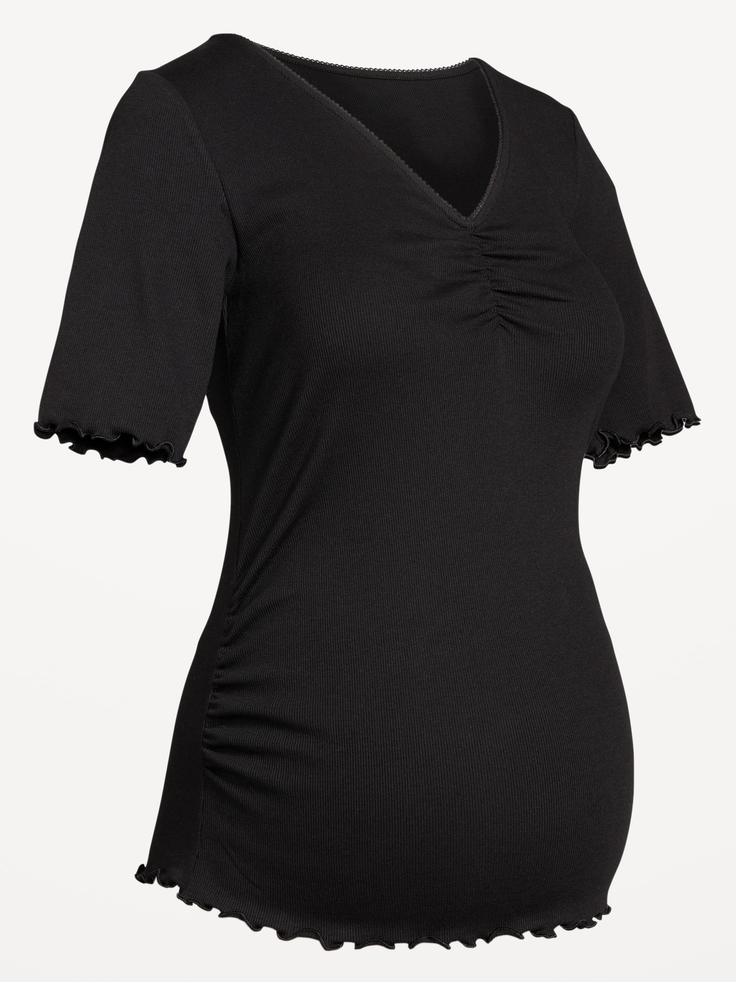 Maternity V-Neck Elbow-Sleeve Top