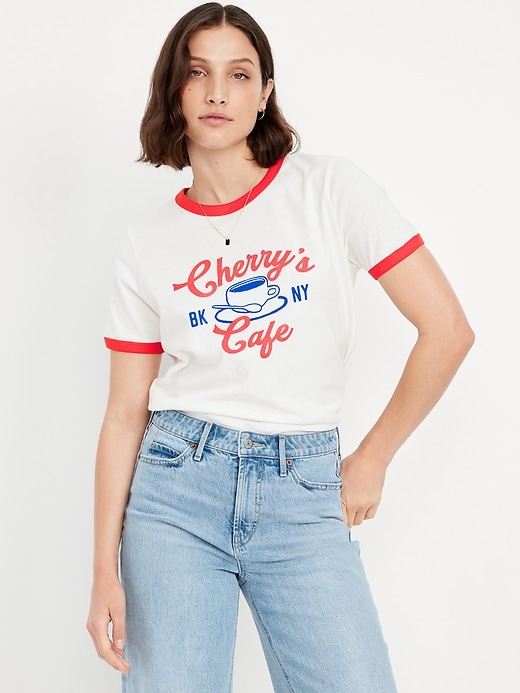 Image number 1 showing, EveryWear Graphic Ringer T-Shirt