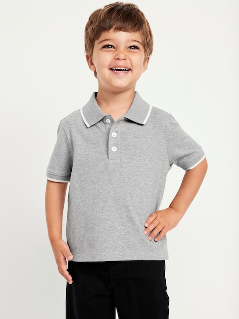Short-Sleeve Pique Polo Shirt for Toddler Boys - Medium Heather Gray