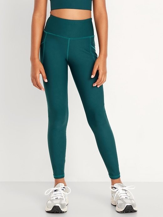 Image number 3 showing, High-Waisted PowerSoft 7/8-Length Side-Pocket Leggings for Girls