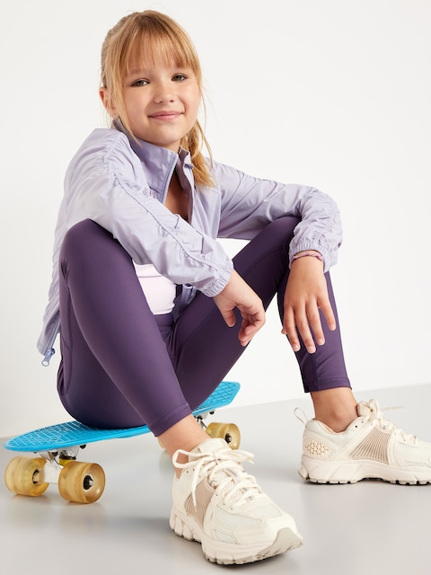 High-Waisted PowerSoft 7/8-Length Side-Pocket Leggings for Girls - Purple Maxine