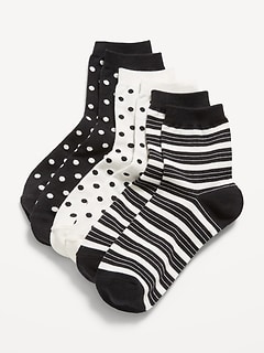 Novelty Quarter Crew Socks 3-Pack for Women